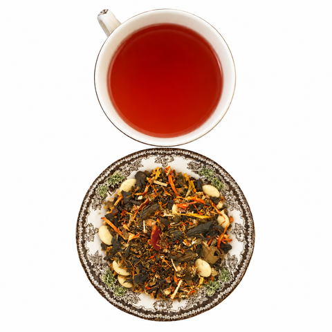 Black Apricot Chocolate Noir brewed tea and loose leaf blend