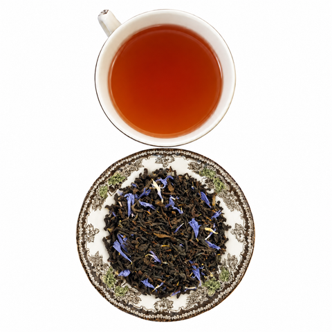 Cream Earl Grey brewed tea and loose leaf blend