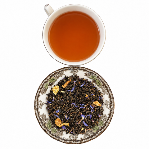 Earl Grey Decaf loose tea and brewed cup