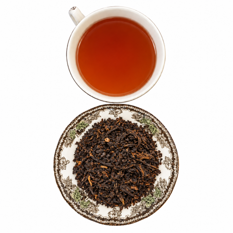 Earl Grey Tea, organic loose tea and brewed cup