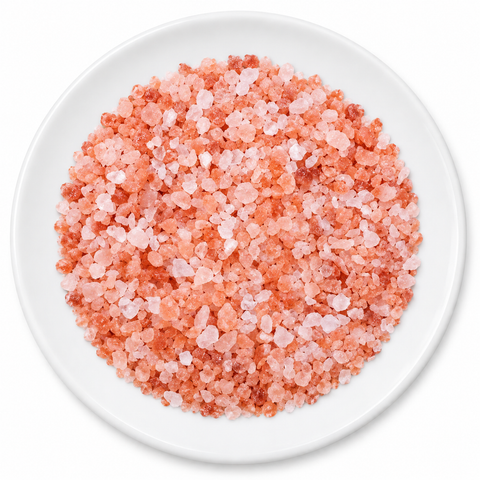 Himalayan Pink Salt 4oz on a plain white plate