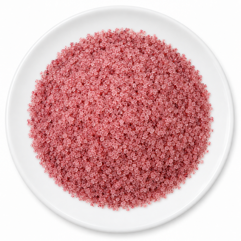 Hibiscus Sugar 2 Ounce on a plain white plate