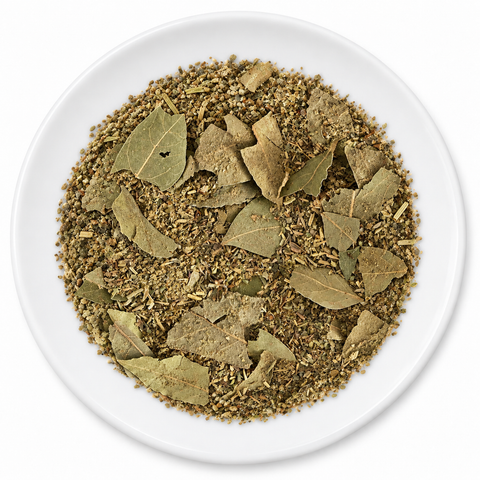 All Purpose Meat Seasoning dry spice blend on a plain white plate