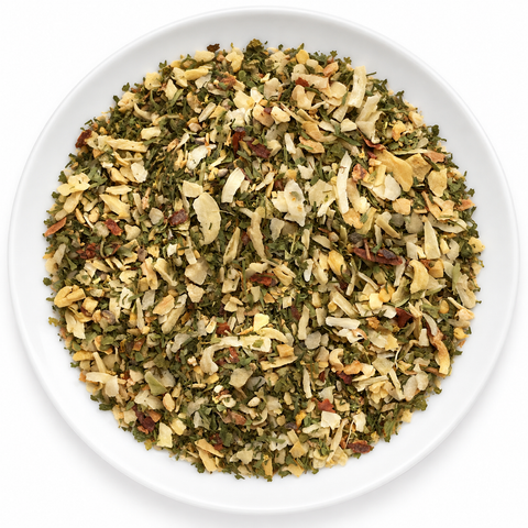 Fire Fin dry spice blend on a plain white plate