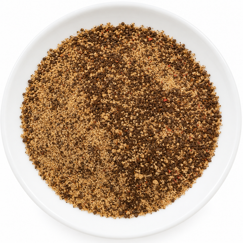 Harbinger Coffee Steak Rub dry spice blend on a plain white plate