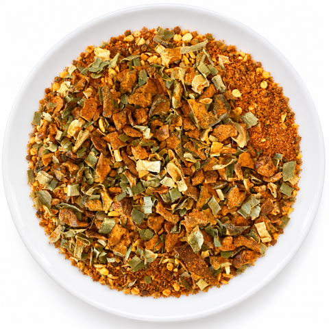 Holy Moly Voodoo dry spice blend on a plain white plate
