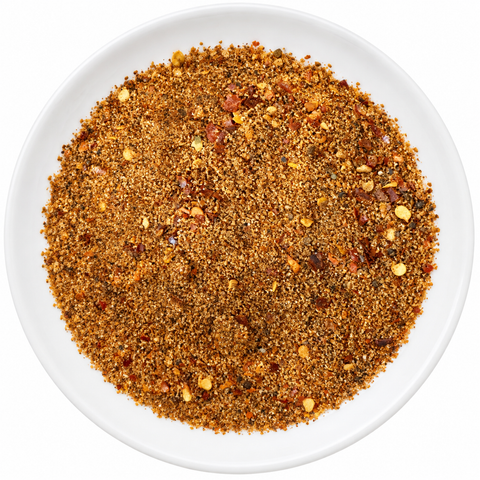 Hot Jerky dry spice blend on a plain white plate