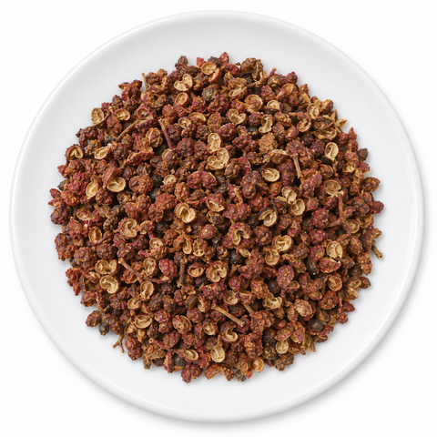 Peppercorn, Sichuan on a plain white plate