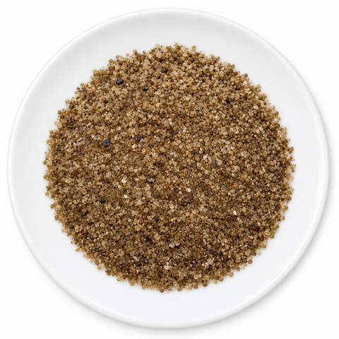 Northwest Alder Smoked Salt on a plain white plate