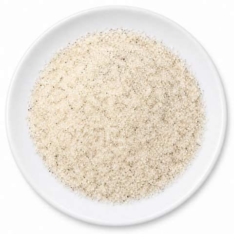 Vanilla Bean Sugar on a plain white plate