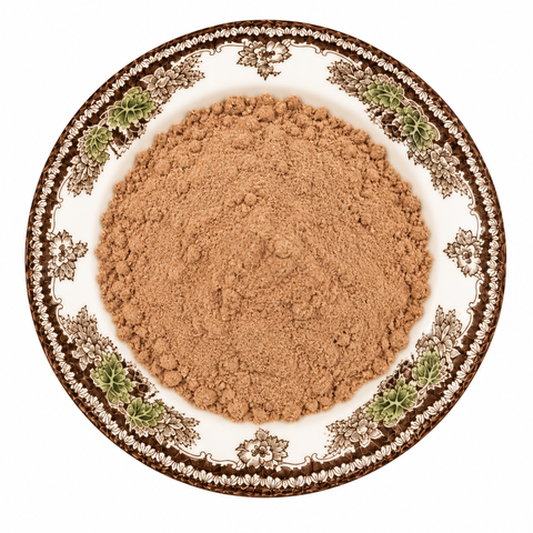 Arjuna Bark Powder on a cream floral plate