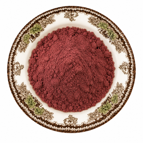 Beet Root Powder on a cream floral plate