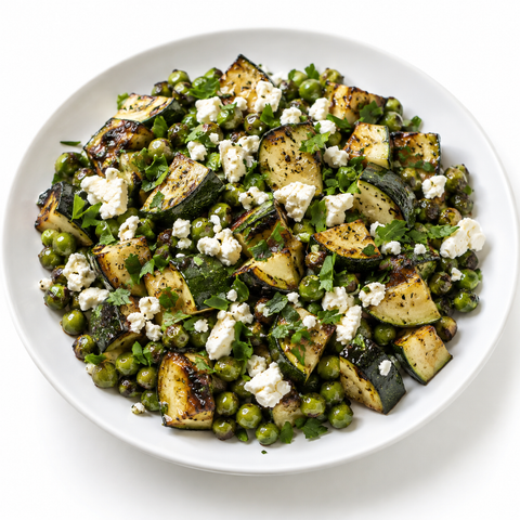 Zucchini & Pea Roasted Vegetable Tray with Cask 10 Balsamic Vinegar — recipe serving suggestion