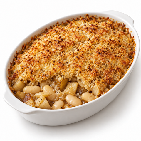 Parsnip & Pear Butter Bean Gratin with Cask 25 — recipe serving suggestion