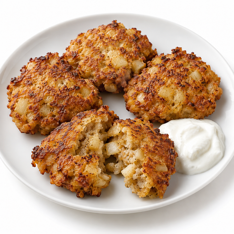 Parsnip & Pear Chickpea-Flour Fritters with Cask 25 — recipe serving suggestion