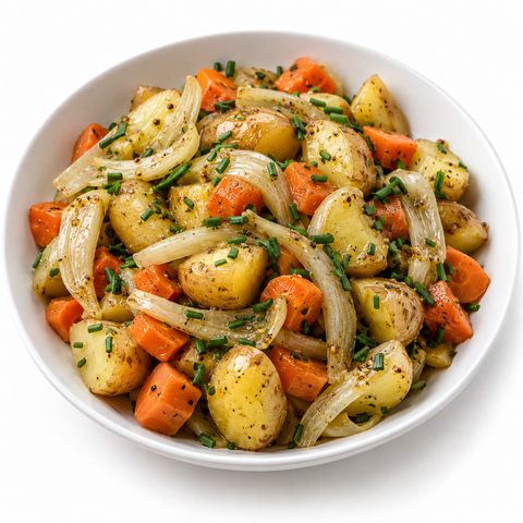 Carrot & Fennel Warm Potato Salad with Champagne Balsamic Vinegar — recipe serving suggestion