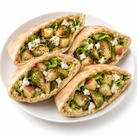 Brussels Sprout & Apple Pita Pockets with Chipotle Olive Oil — recipe serving suggestion