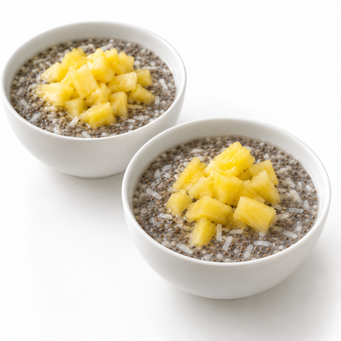 Pineapple & Coconut Spiced Chia Pots with Coconut Balsamic — recipe serving suggestion