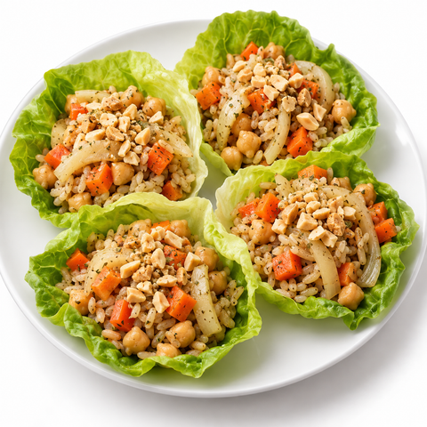 Carrot & Fennel Crunchy Lettuce Cups with Garlic Extra Virgin Olive Oil — recipe serving suggestion