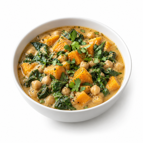 Pumpkin & Spinach Coconut Vegetable Stew with Strawberry Balsamic — serving suggestion