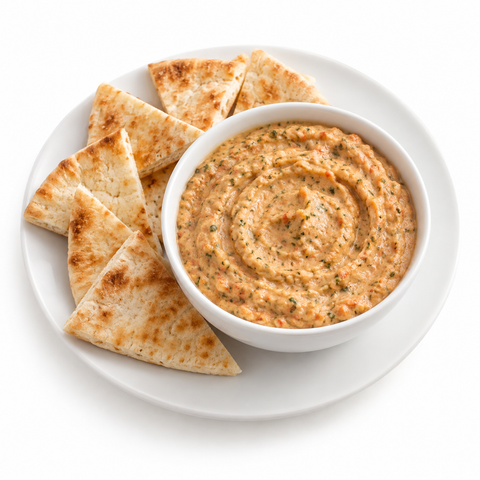 Zucchini & Tomato Roasted Vegetable Dip with Tuscan Herb Olive Oil — serving suggestion