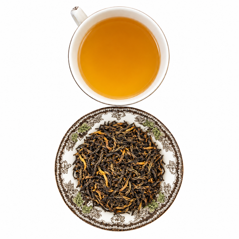 Golden Spring loose tea and brewed cup