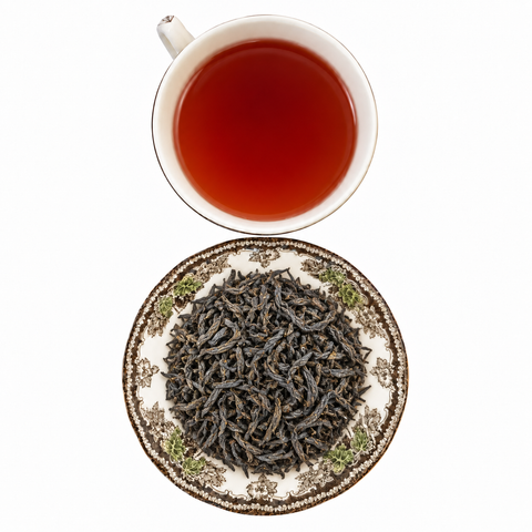 Keemun Mao Feng loose tea and brewed cup